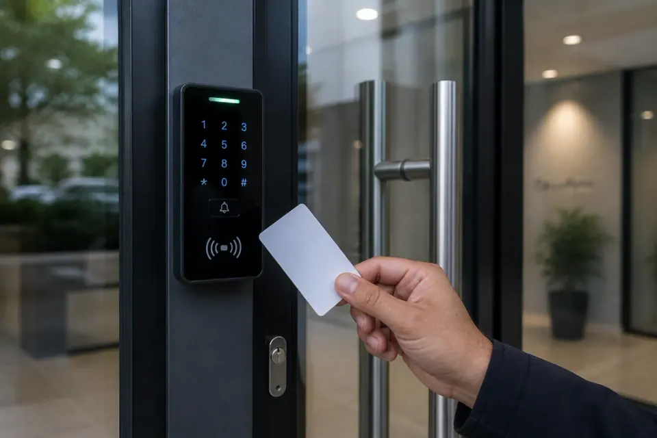 Solución ilustrativa: Control de acceso y citofonía con lector biométrico y tarjeta.